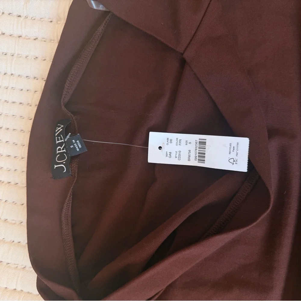 J. Crew Brown Asymmetric One-Shoulder Long Sleeve Top - Picture 6 of 7